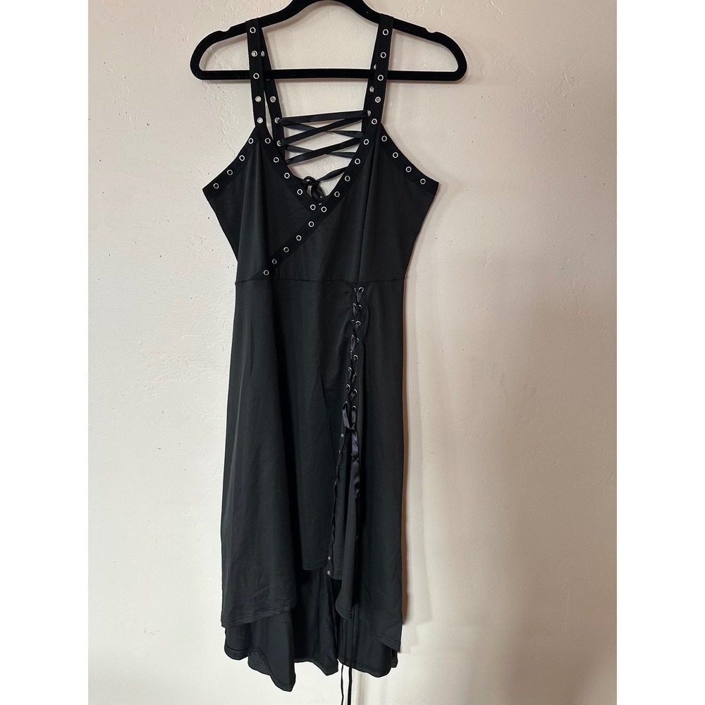 Dressfo Black Gothic Lace Up High Low Dress Grommet Straps size 10
Punk alt.